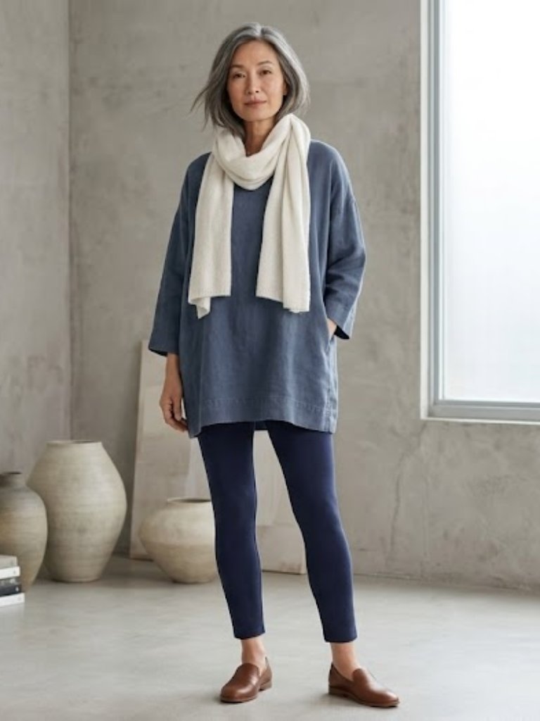 Eileen Fisher Navy Tencel Lyocell Jersey Leggings Size Small Petite Nwot